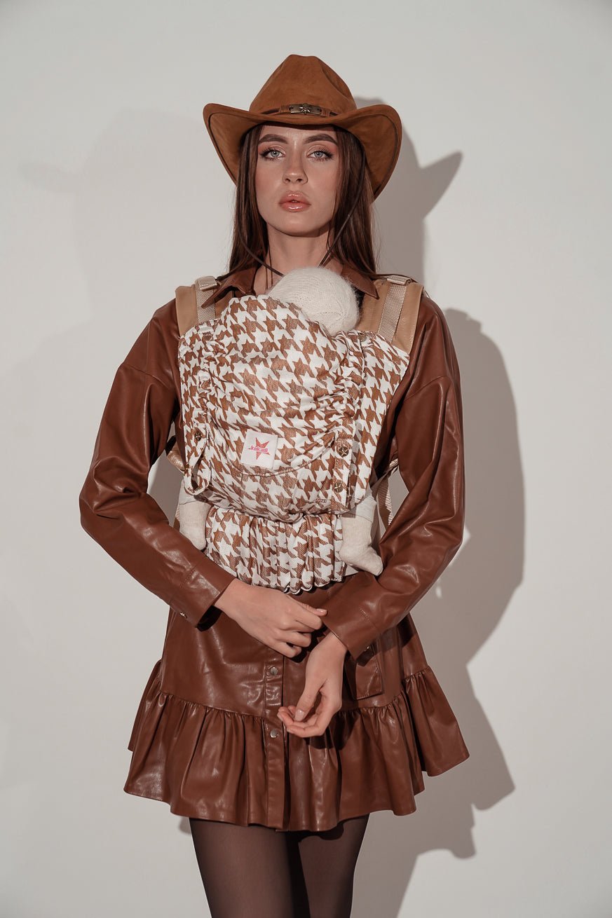 Babytrage Onbu Houndstooth Latte Macchiato - KOKADI